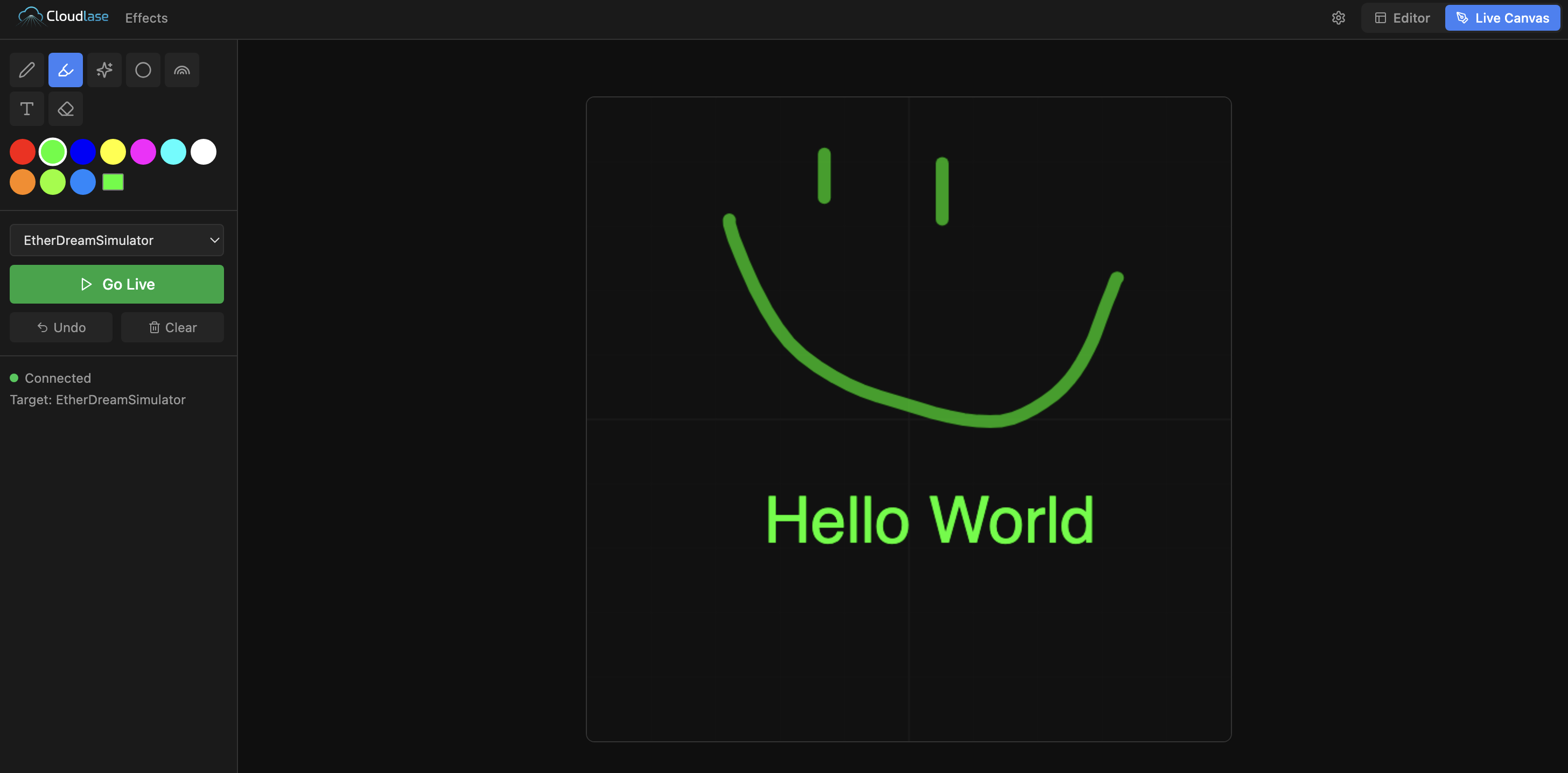 Draw live, project live