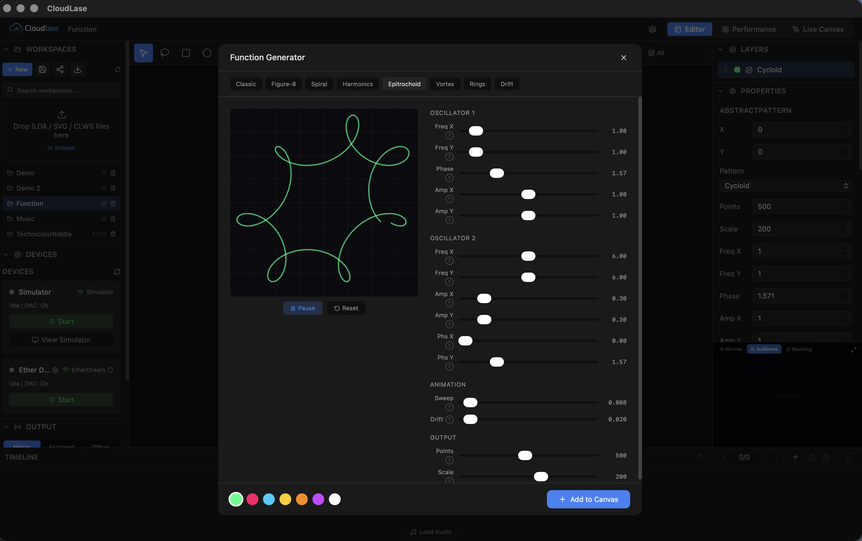 A synthesiser for laser graphics