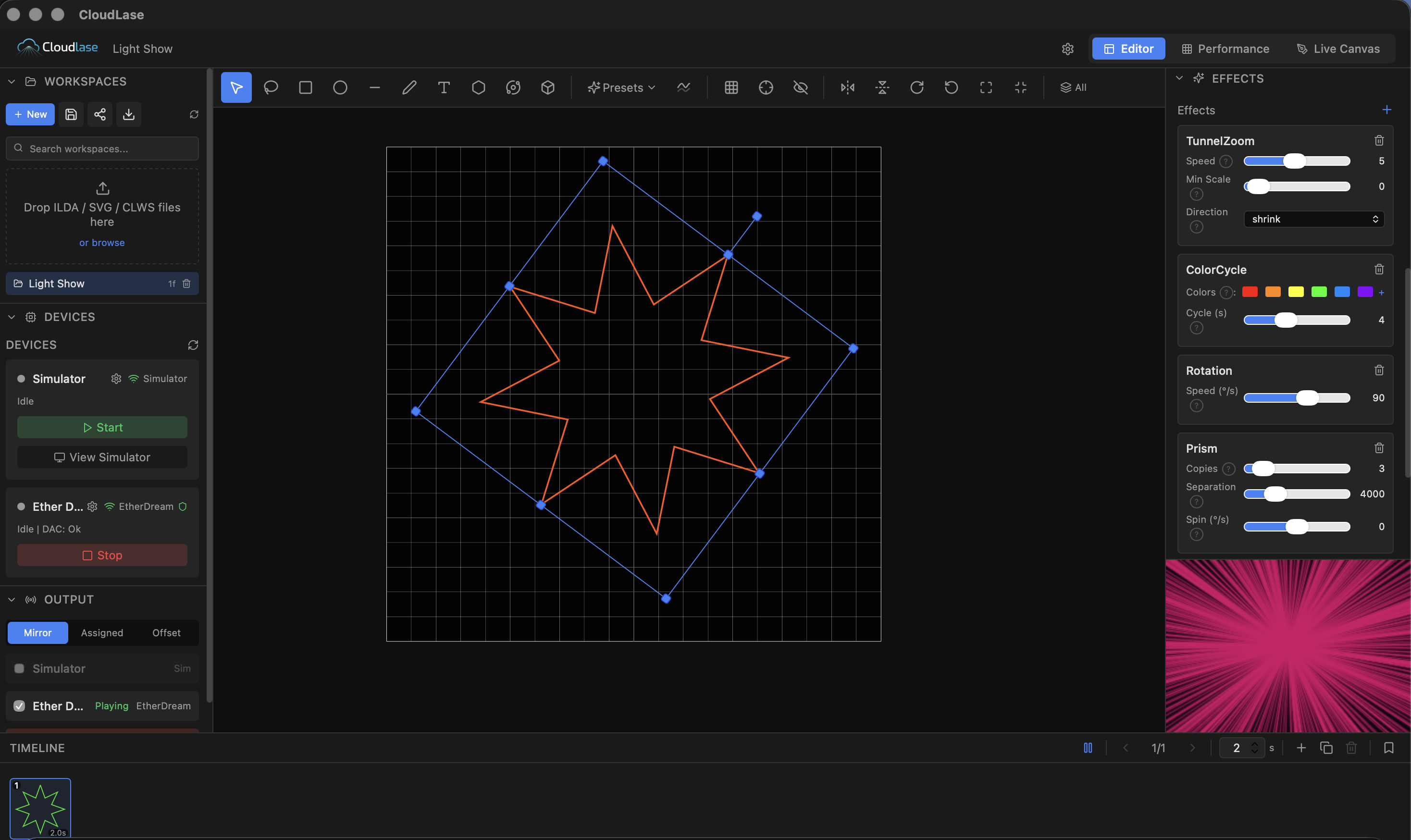 Stack effects, see results instantly